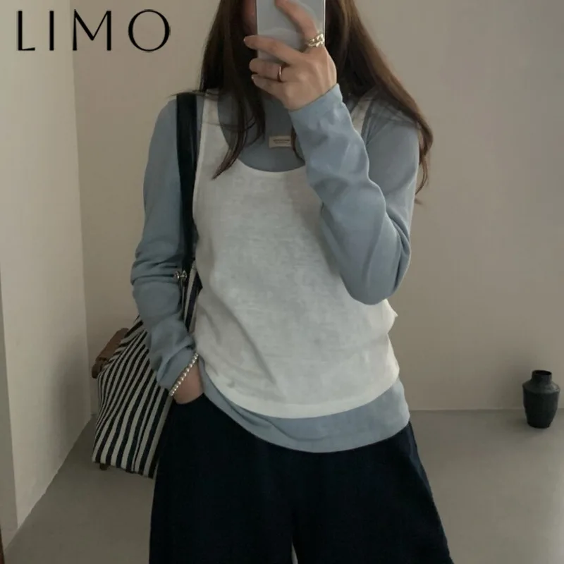 

LIMO Women's Sleeveless Tank Top + Long Sleeve T-Shirt Set Loose Fit Casual Outfit Fashion Lazy Chic Streetwear Daily Wear