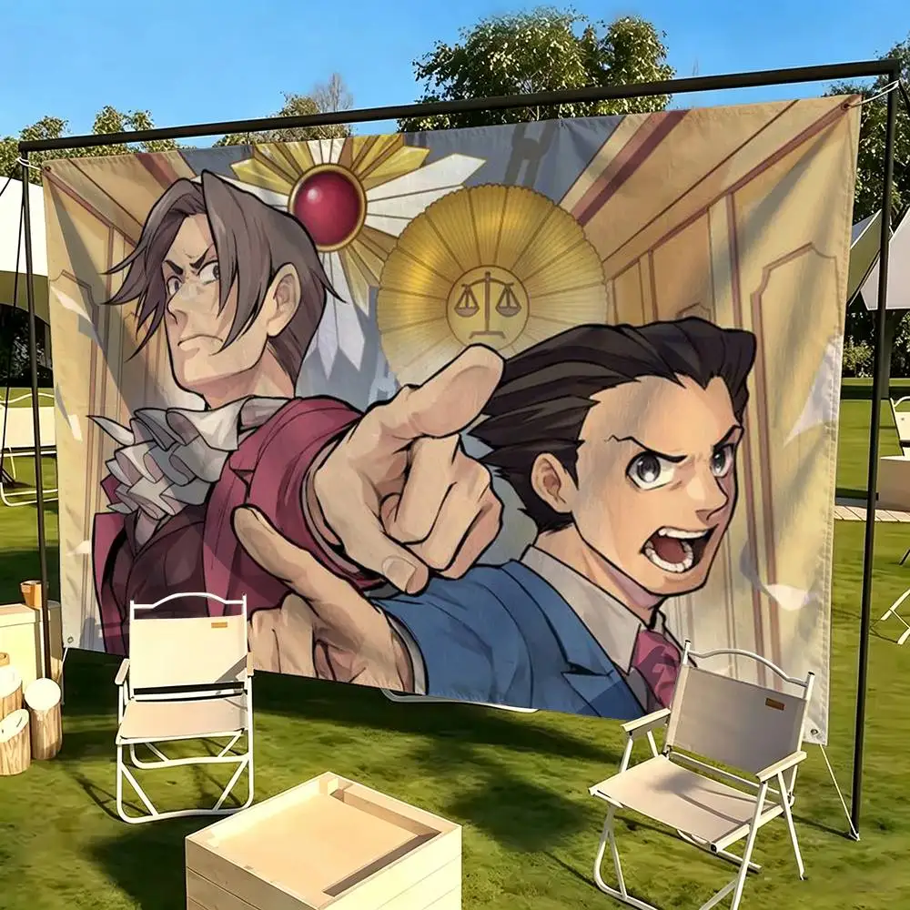 Anime Ace Attorney Chibi  Flags Wall Hanging Tapestry Outdoor Garage Room Decorative flag Background Blanket