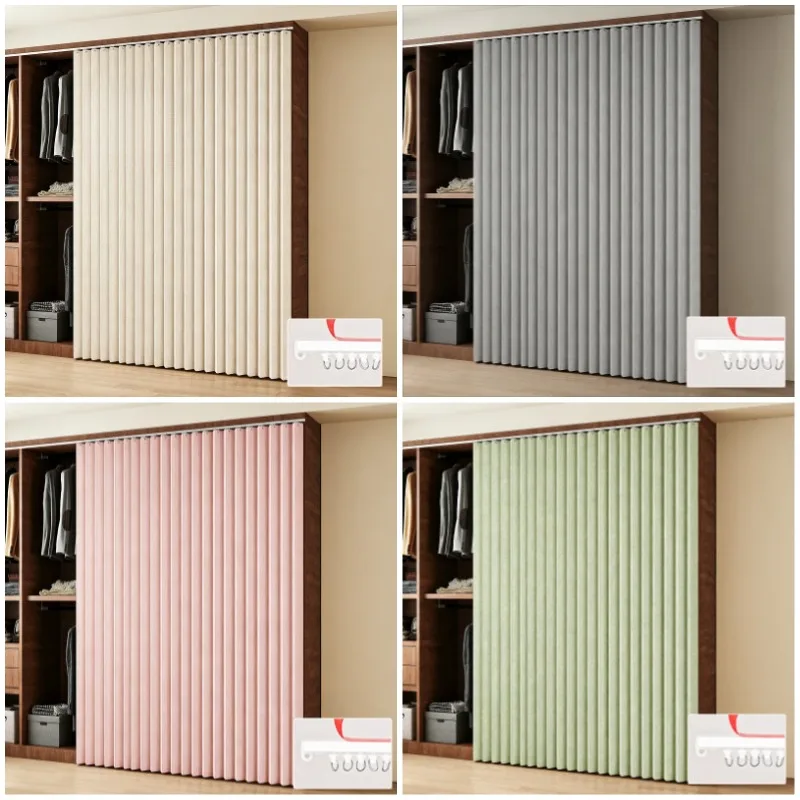 Punch-Free Foldable Sliding Track Curtain Privacy Protection Divider Curtain for Wardrobe Bedroom Closet to Hide Messy Clothes