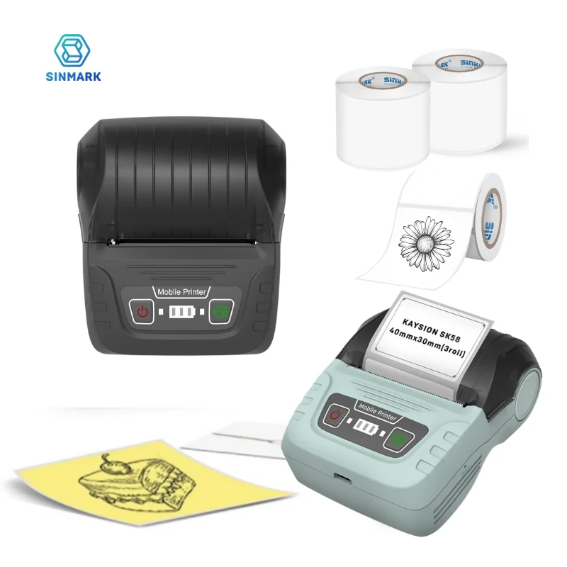 

SINMARK Portable Thermal Printer With Labels Self-adhesive Labels Printer Mini Bluetooth Sticker Maker U.S. Local Shipment