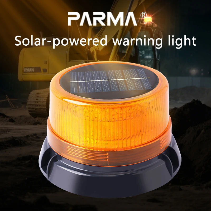 PARMA New solar-powered LED warning light, rotating and flashing magnetic charging type night traffic warning signal light