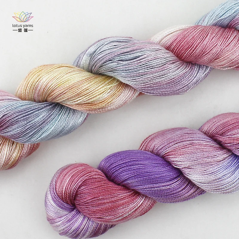 50g  Hank Handpainted Silk Yarn For Hand Knitting Crochet   Lace Weight Natural Silk 22 So Soft