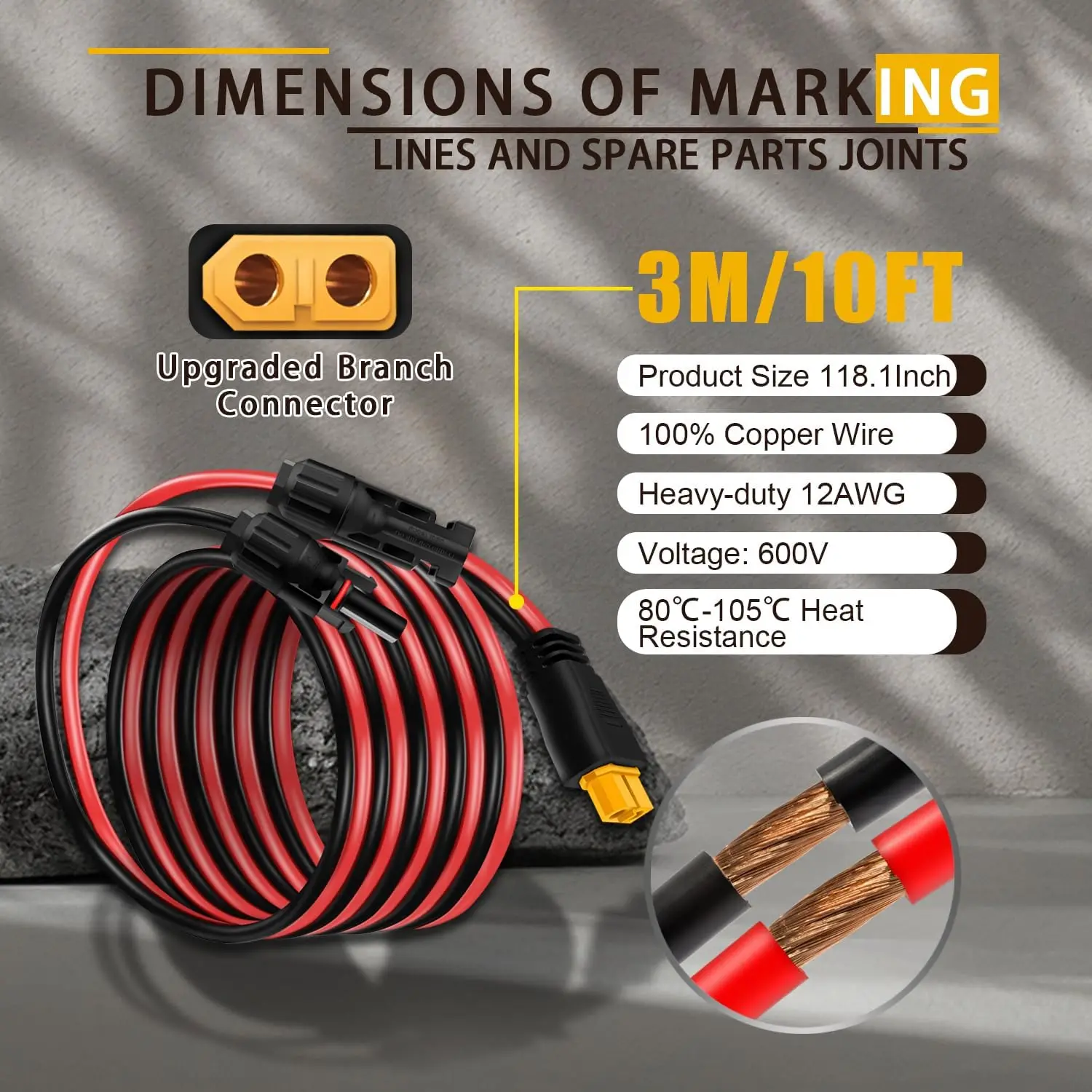 JMUYTOP XT60 Solar Panel Cable for Ecoflow Anker JACKERY power