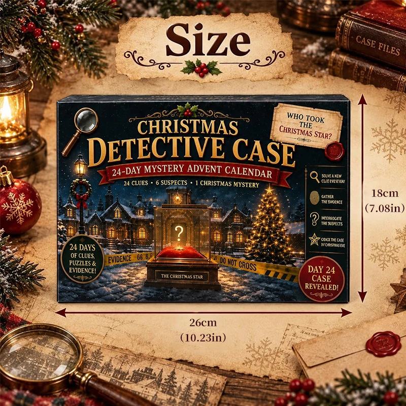 24-Day Mystery Adventure Advent Calendar Christmas Puzzle Game with 6 Themes Open A New Discovery Every Day Escape Room