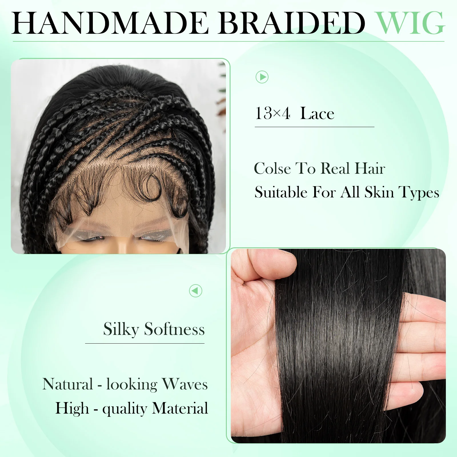 الاصطناعية كورنو شعر مستعار مضفر مستقيم 13x4 الدانتيل الباروكة الأمامية مع تصميم تقسيم شعر الطفل مع مضفر للنساء السود