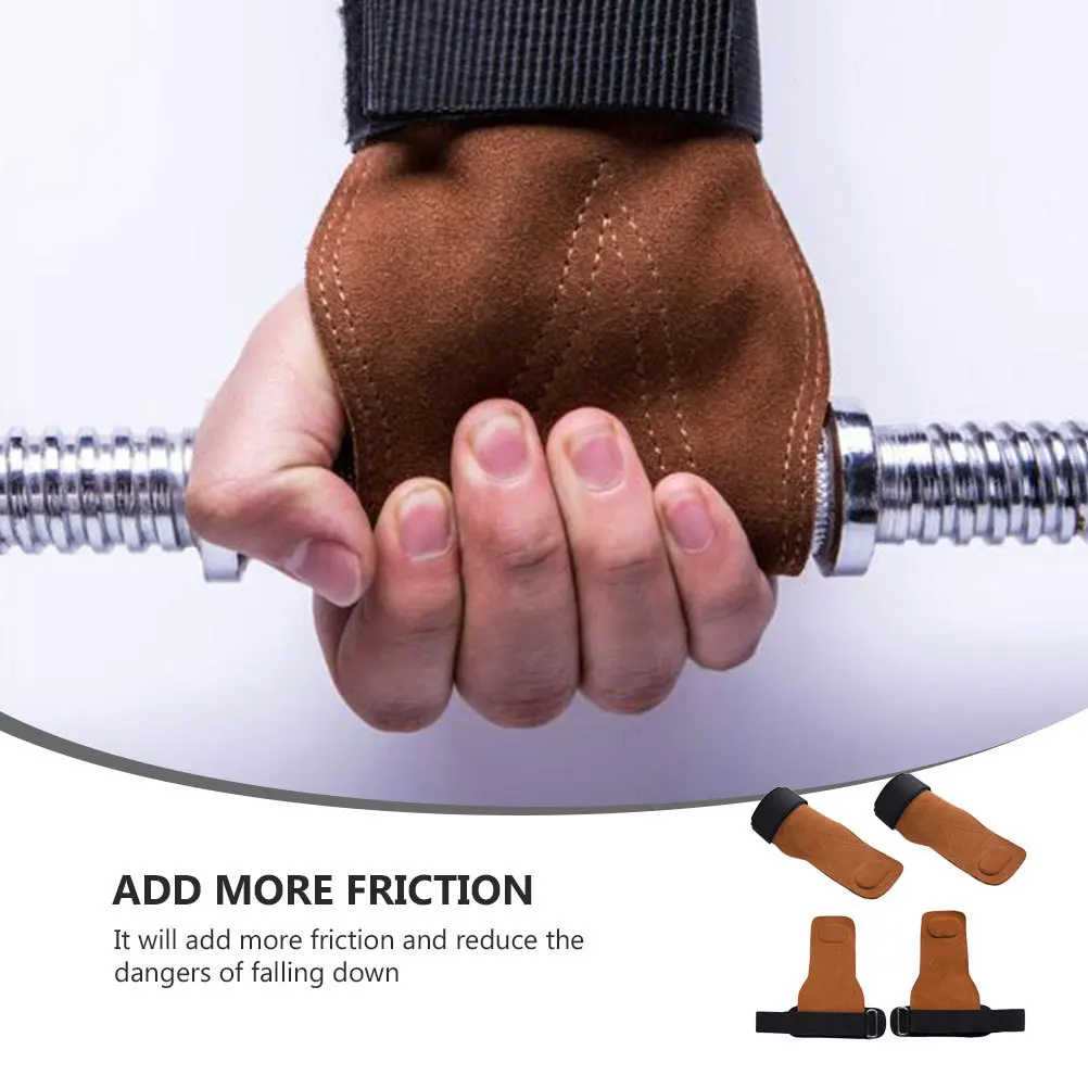 

1Pair Pull- Gloves Cow Suede Hand Grips Wrist Guard for Weightlifting Dumbbell Fitness Straps Non-Slip Palm