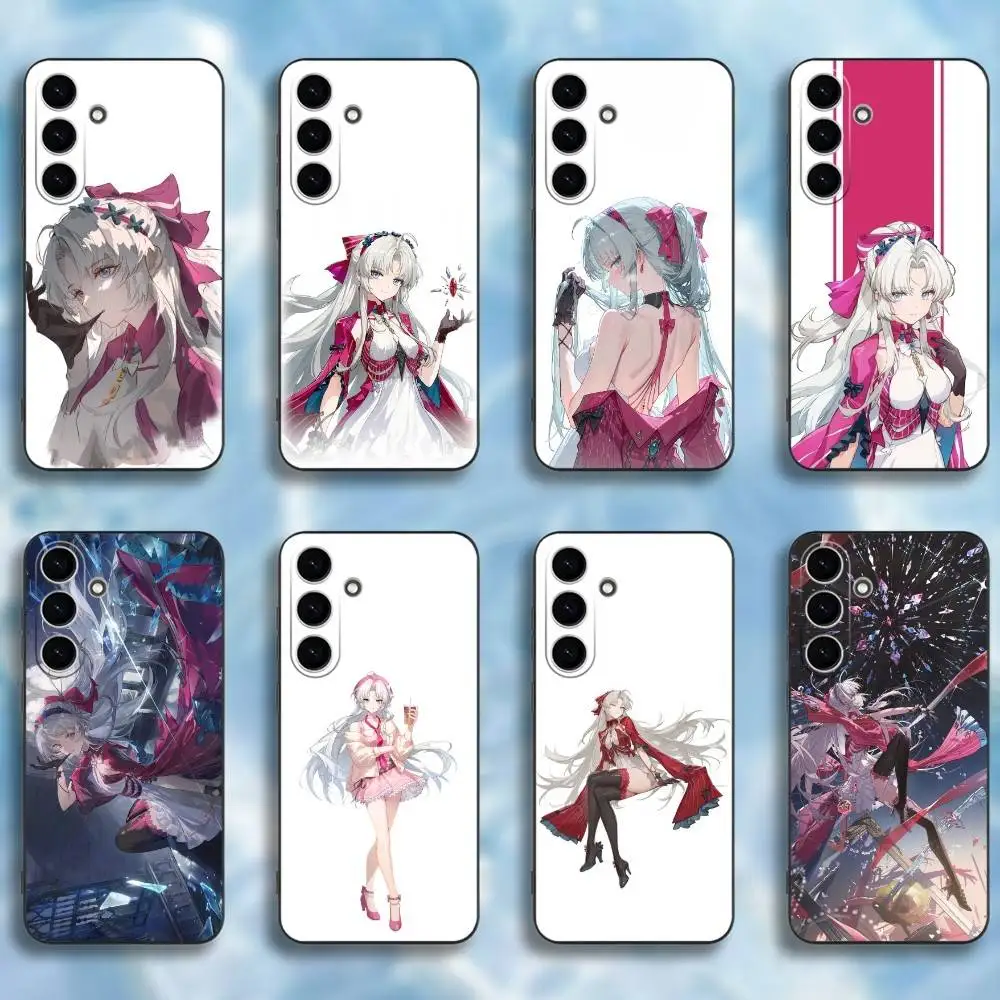 Casing Ponsel Wuthering Waves Carlotta untuk Samsung Galaxy A73,A72,A71,A70,A53,A52,A51, Cangkang Hitam Lembut