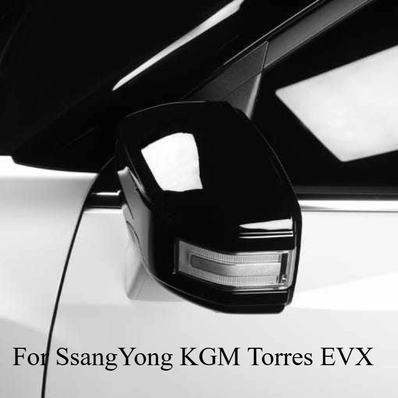 

For SsangYong KGM Torres EVX Side Mirror Cover – Gloss Black / Carbon Fiber Rearview Mirror Cap, ABS Exterior Trim Cover