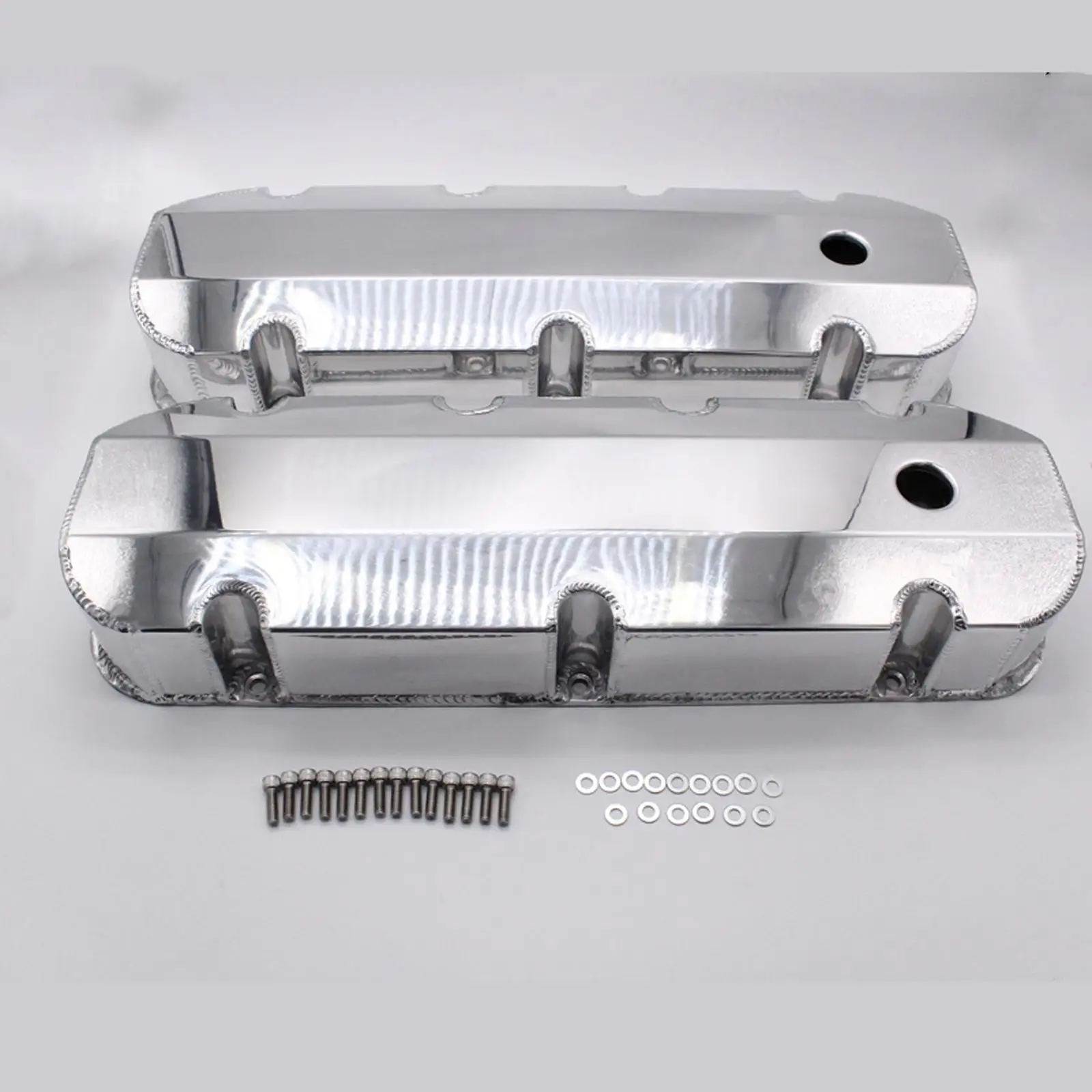 Fabricated Aluminum Valve Covers Kit with Hole Polished for Chevy Bbc 396 427 454 502 Repair Parts Accessory Lightweight