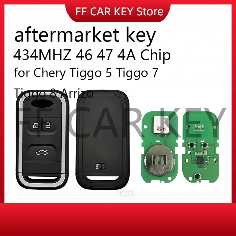 

Aftermarket Smart Key remote key 3 buttons 434MHZ 46 47 4A Chip Keyless Go for Chery Tiggo 5 Tiggo 7 Tiggo 8 Arrizo