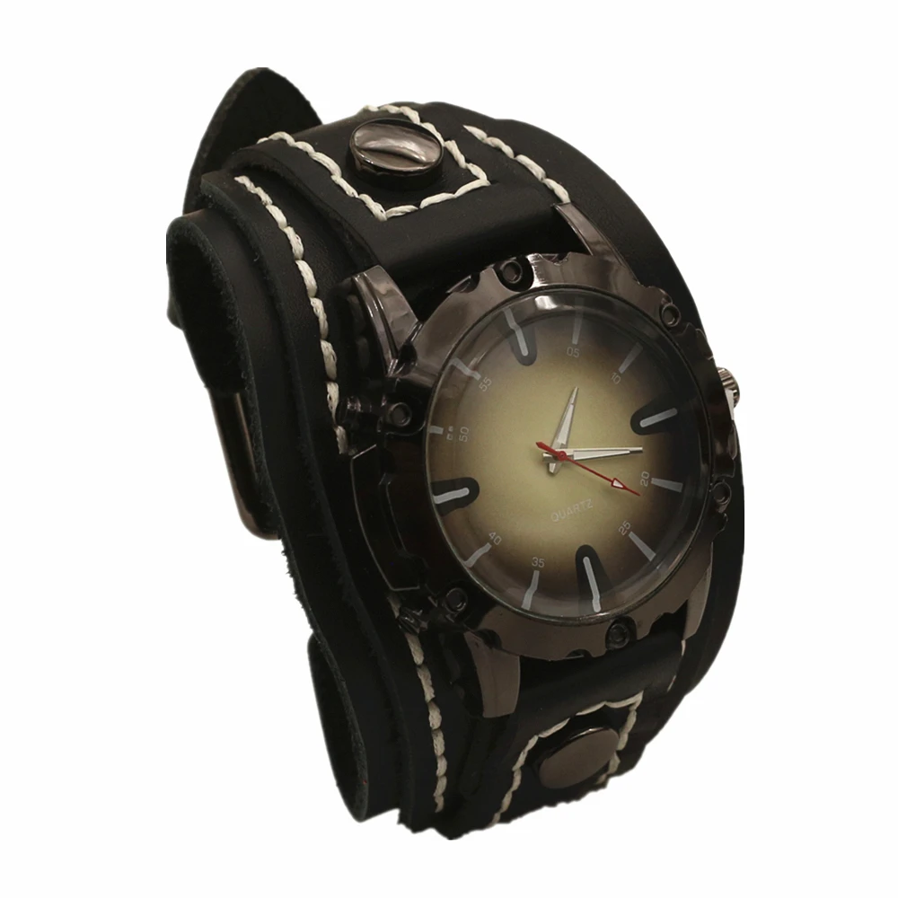 Westbull Electronic Quart Pointer Bracelet Watch Men Genuine Leather Punk Strap Homme Jewelry