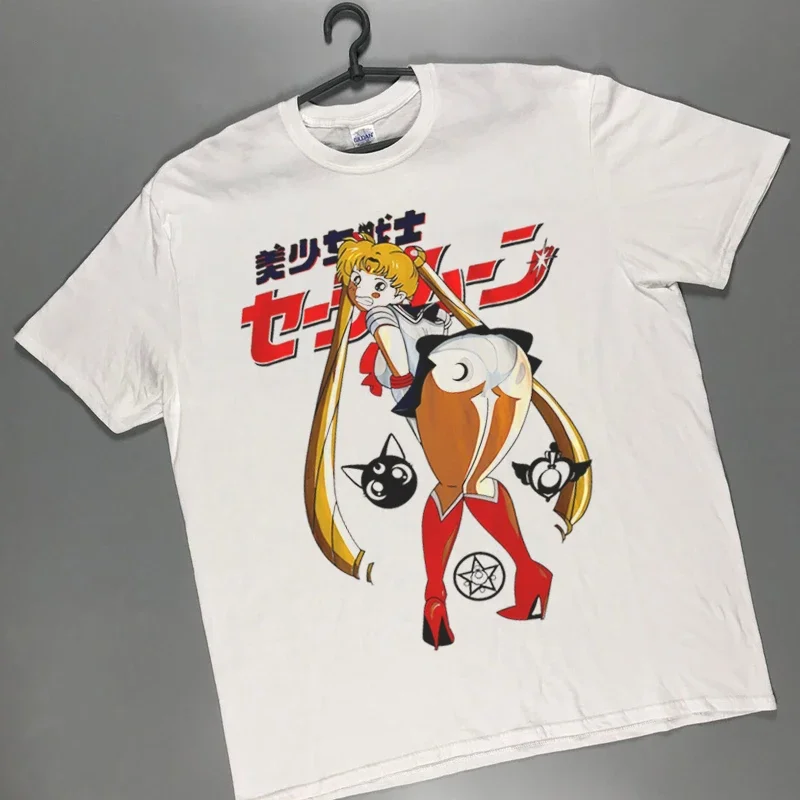 

Summer 230G Anime SailorMoon Cartoon Sailor Moon Loose Short Sleeve Men's and Women's T-Shirt Streetwear