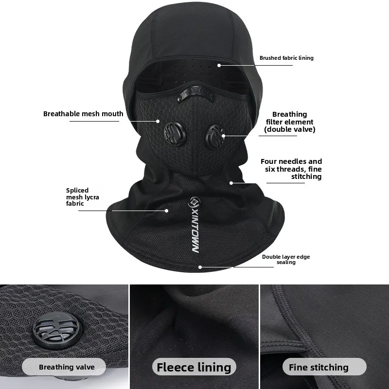 XINTOWN Winter Windproof Warm Beanie KN95 Anti-Fog Haze Mask Outdoor Cycling Motorcycle Ski Face Cover Headgear