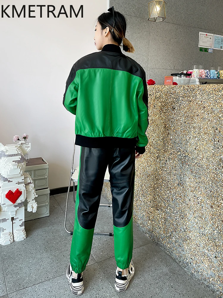 100% strato superiore di giacca di pelle di pecora donna giacche corte in vera pelle elegante set in due pezzi vestiti autunnali 2025 donne дубл onderка