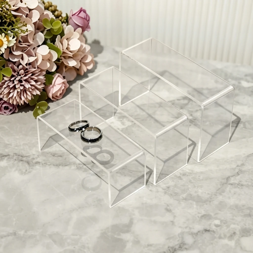 3/6Pcs Clear Acrylic Display Stand U-Shape Tiered Shelf for Blind Box Jewelry Cupcake Dessert Storage Organizer