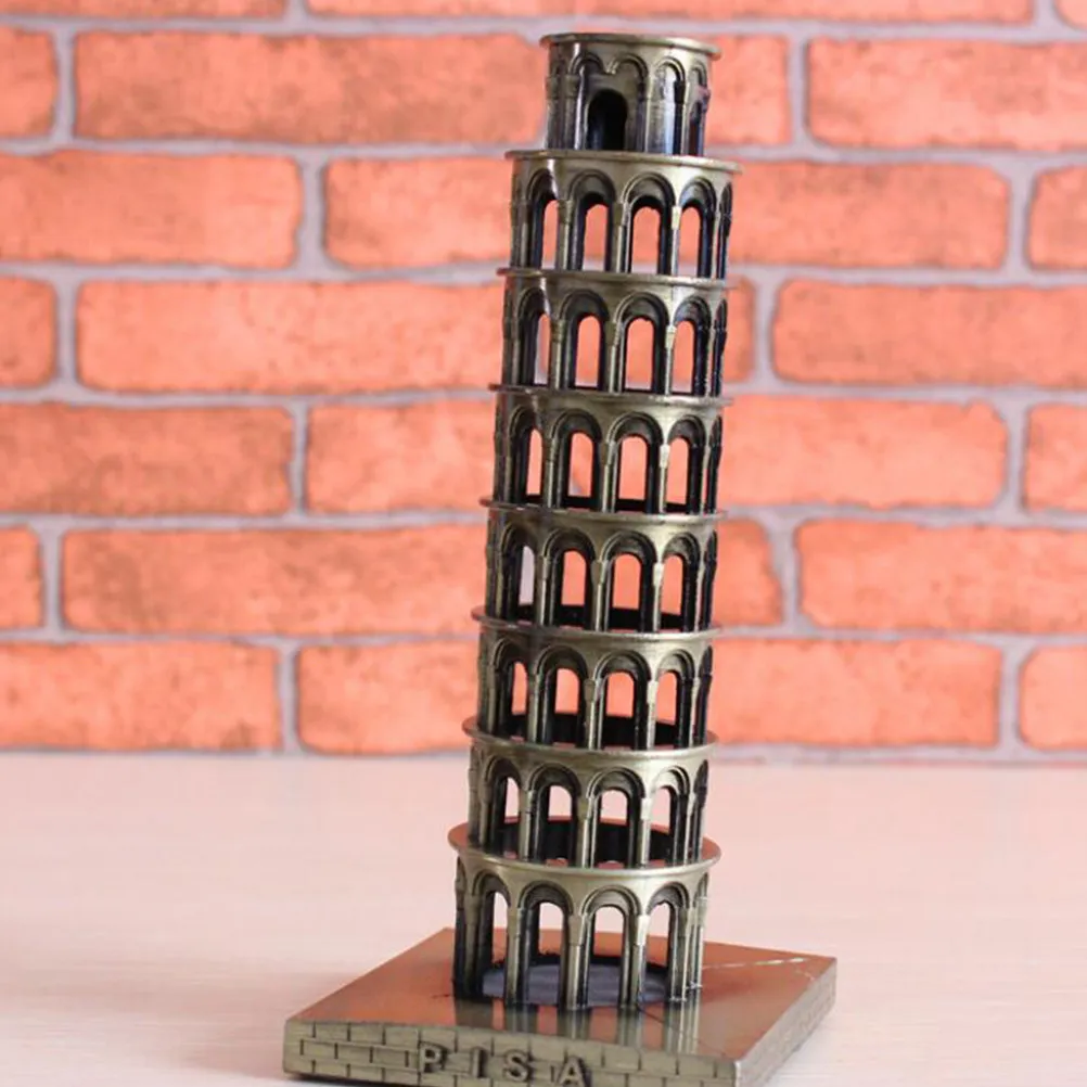 

17Cm Metal Leaning Tower of Pisa Bronze Handicraft Decorative Ornament for Indoor Home Office Party Retro Souvenirs of Italy