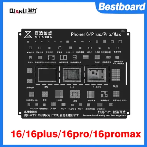 QIANLI Steel Reballing Stencil Kit for iPhone 11 12 13 14 15 Pro MAX XR X 8P 8 7P 7 6S 6 CPU IC Chip Tin Planting Soldering Net