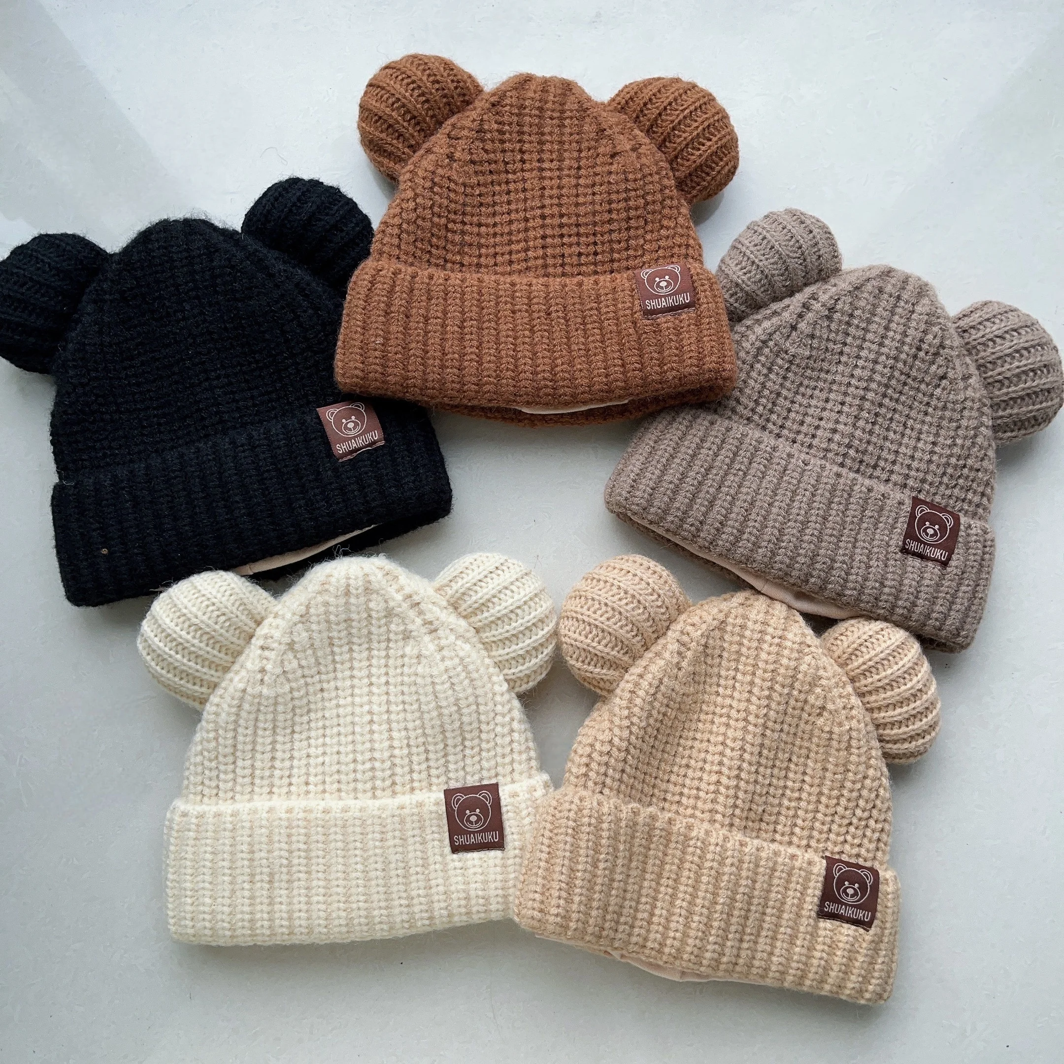 قبعة شتوية للأطفال مع آذان، 80% أكريليك 20% بوليستر قماش محبوك خفيف الوزن مناسب للموضوع الحضري هدية للإغلاق بإبزيم #3