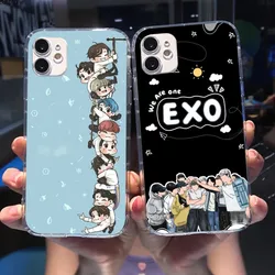 KPOP EXO Cute Mobile Cell Phone Case for iPhone 15 14 13 12 11 XS X 8 7 6 Plus Mini Pro Max SE 2022 Clear Phone Cover Funda