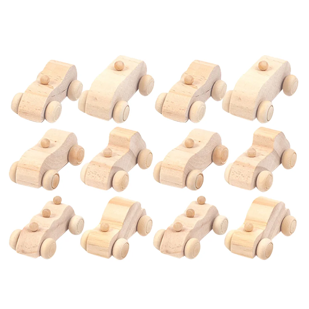 

12 Pcs Crafts for Toddlers DIY Graffiti Car Automotive Wooden Toys Child