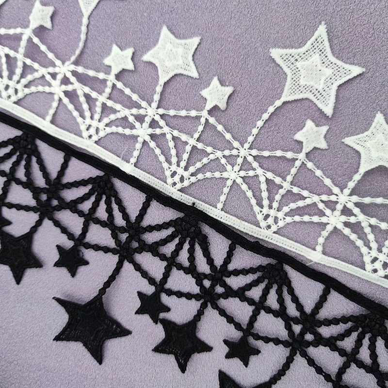 1 Yard Black And White Star Moon Water-Soluble Lace Wedding Clothing Accessories Decoration DIY Collar Sleeve Fabric