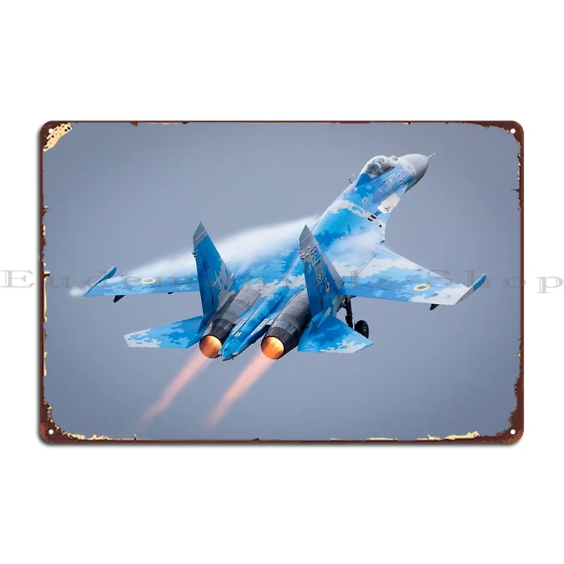 Ex Russian Soviet Cold War Sukhoi Su 27 Flanker Displays At The Fairford International Air Tattoo Metal Plaque Poster