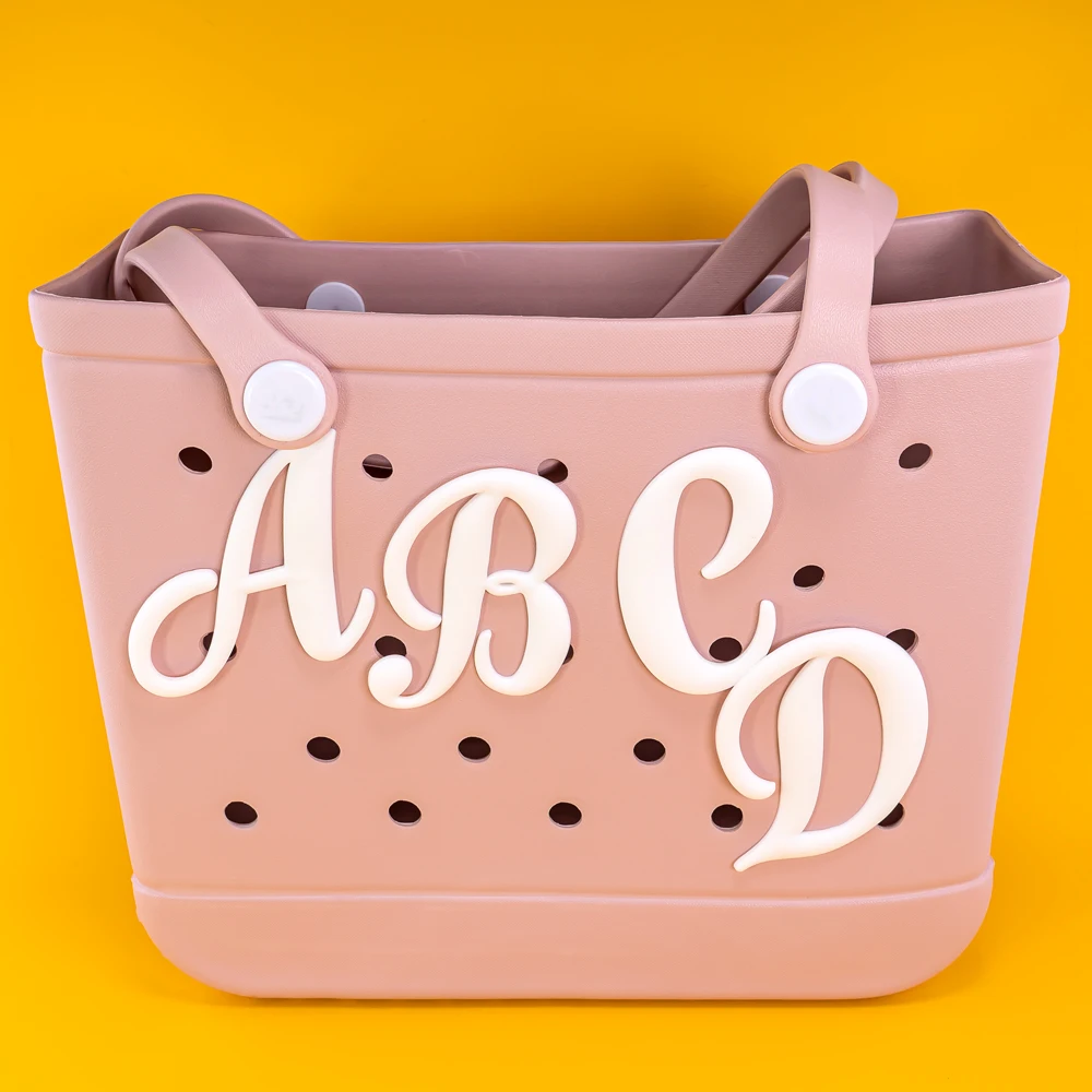 1PCS White 26 Letters Bag Charms Accessories fit Women Fashion Tote Beach Travel Handbag Decoration Cute Designer Character