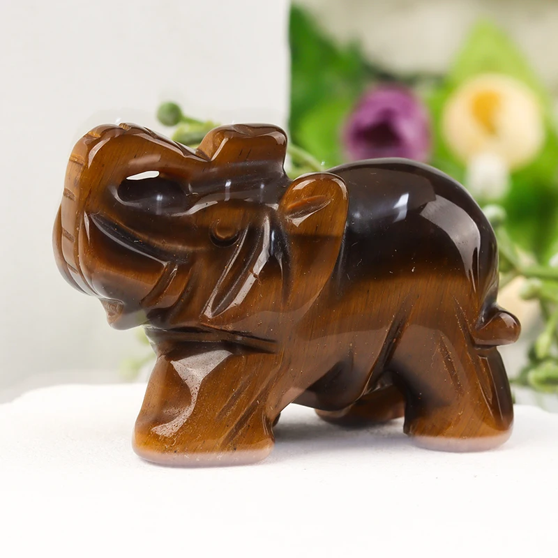 Hand Carved Gemstone Elephant Figurine, Natural Stone, Amethyst, Mini Animal Statue, Crystal Craft Chakra Meditation, Home Decor