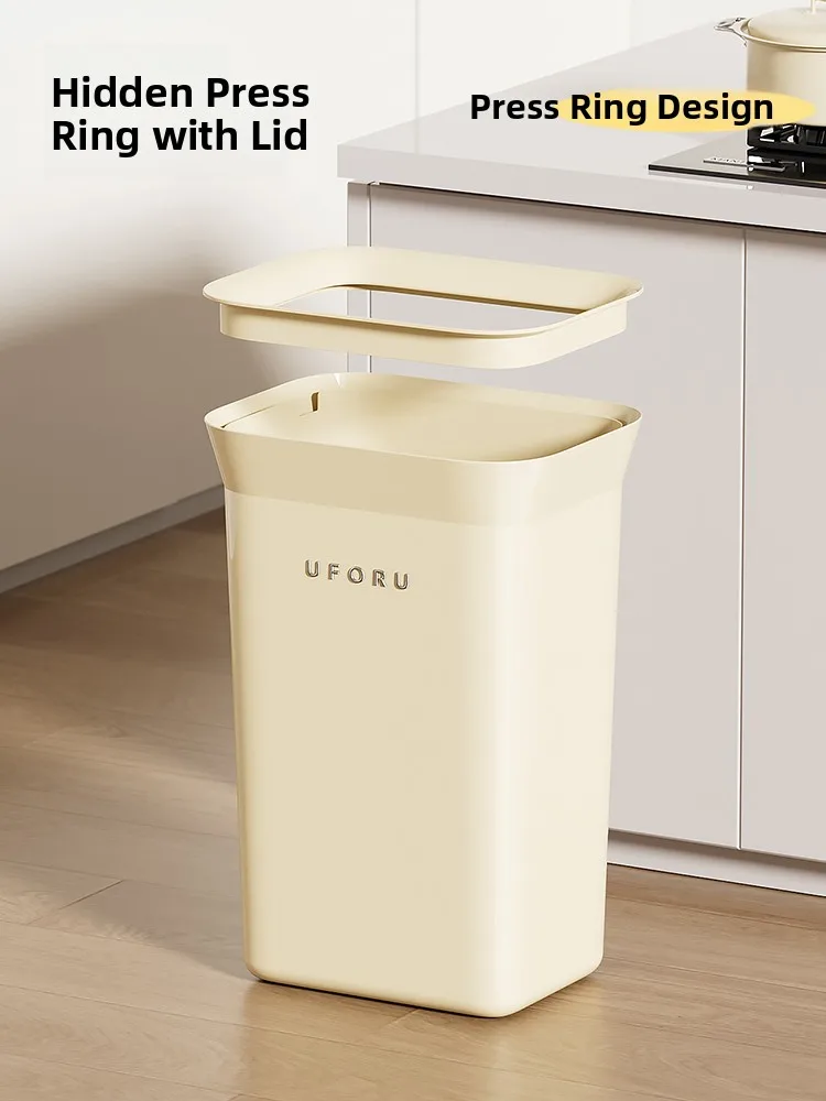 

Кухонная мусорная корзина большой вместимости, прямоугольная, пластиковая, с крышкой, высокая, не требует наклона, для дома и офиса