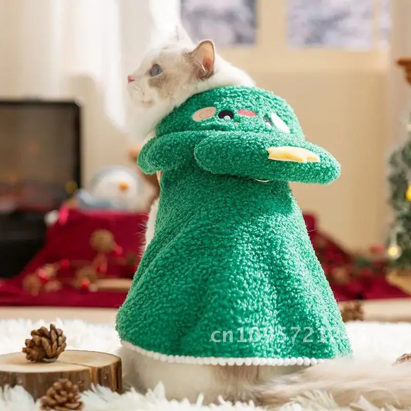 Ropa de Navidad cálida de invierno para perros pequeños, disfraz de invierno, abrigo polar para cachorros, sudaderas con capucha, chaqueta, abrigo, suéter, gato cálido