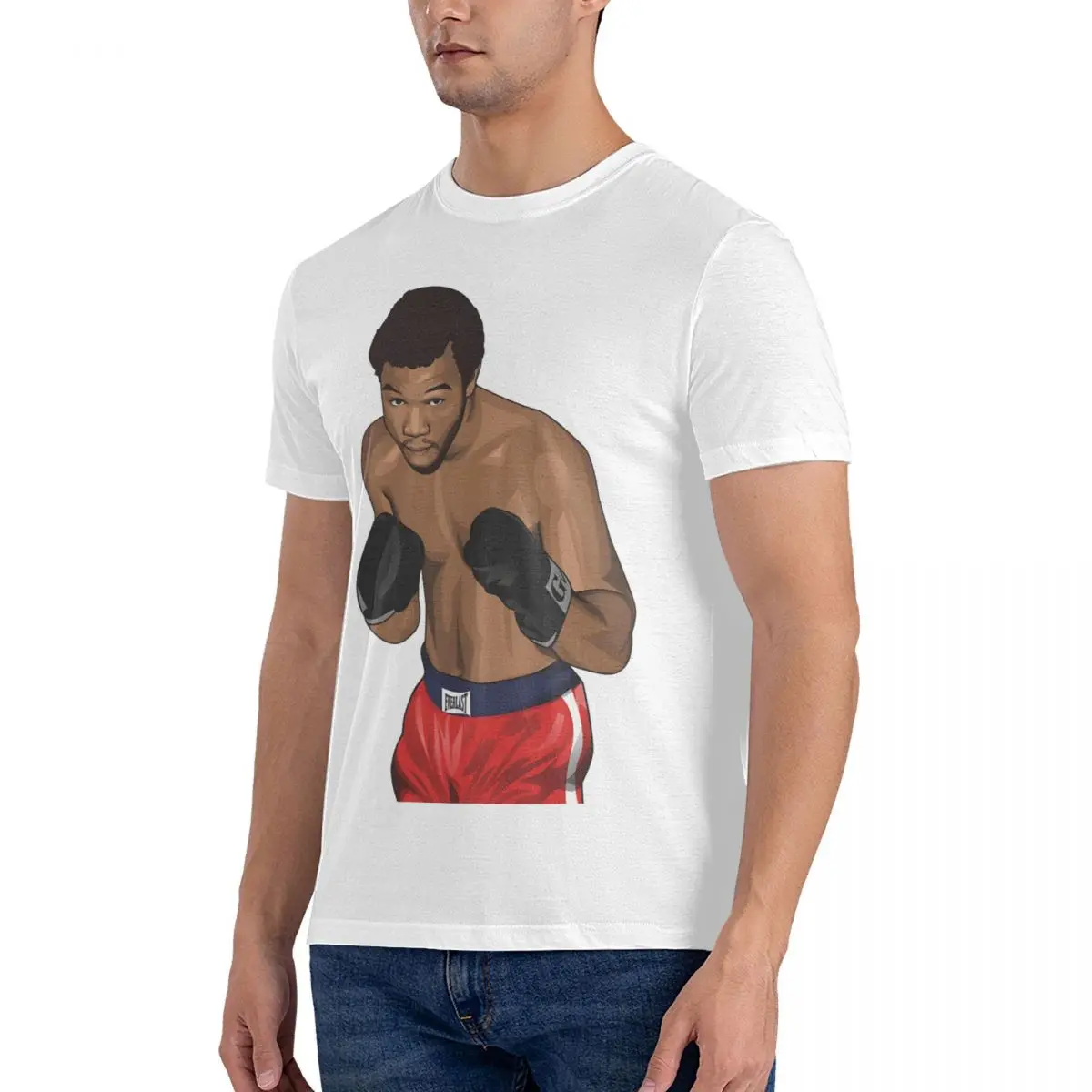 Boxer Men T Shirt George Foreman Vintage Tee Shirt Short Sleeve Crewneck T-Shirts Pure Cotton Party Clothes