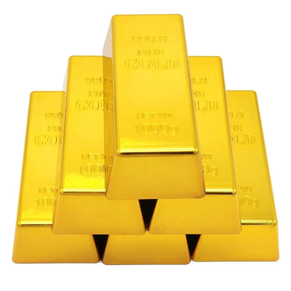 Office Accessory Simulation Fake Gold Bar Paperweight Glittering Golden Brick Movie Prop Door Stop Bullion Bar Novelty Gift