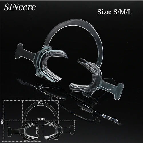 Retractor de labio y mejilla en forma de C, abridor de boca Dental de plástico, labio Intraoral de diente transparente con mango, herramienta de dentista, 1 Uds.