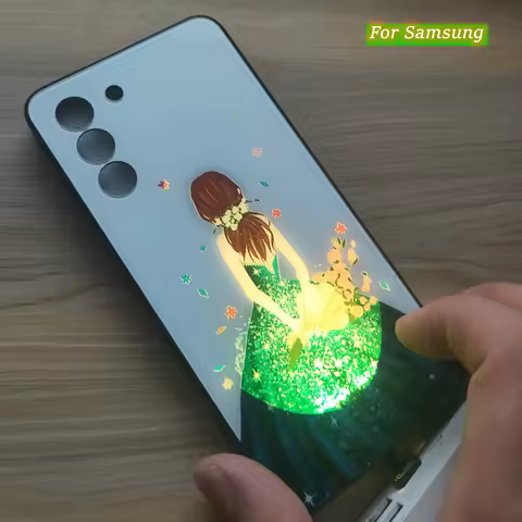 Girl Gradient Color Glitter Case for Samsung Galaxy S24 S21 S22 Note 20 Ultra A71 A51 S23 Note 10 Plus LED Flash Back Cover Bag