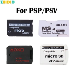 Zuidd-adaptador de tarjeta de memoria Micro SD TF Flash a Memory Stick MS Pro Duo para PSP PSV, adaptador de 2 ranuras simple/Dual, 1 unidad