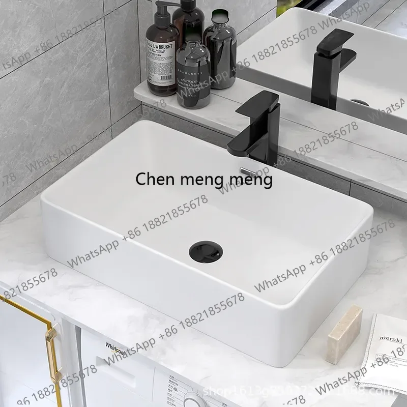 Artistic Ceramic Wash Basin with Overflow Modern Porcelain Sink for Bathroom Durable  Stylish Home Decor Household Wash Basin