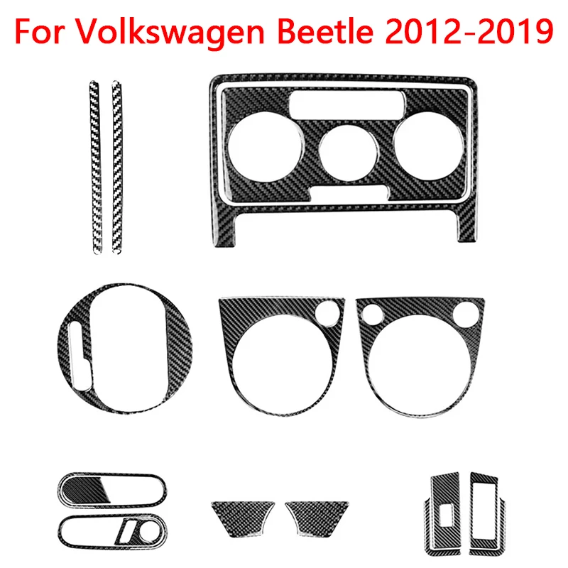 For Volkswagen VW Beetle 2012 2013 2014 2015 2016 2017 2018 2019 Carbon Fiber Black Stickers Car Interior Decorative Accessories