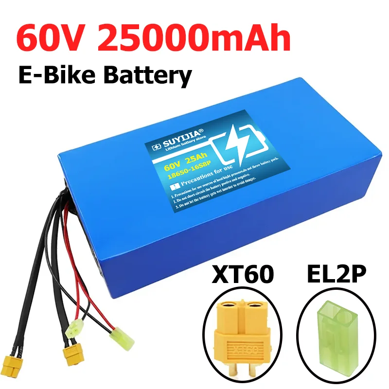 60V 25Ah 16S8P Lithium Ion Battery Pack 1000-3000W high-power  Built-in 30A BMS suitable for scooter motorcycle charging battery
