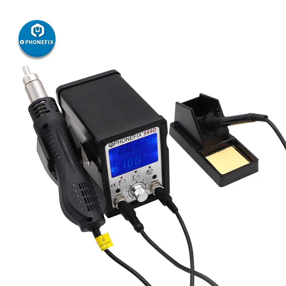 PHONEFIX 999D 2 In 1 750W SMD Lead-free Soldering Station BGA Rework Station Repair Welding Iron PCB Desoldering Tool