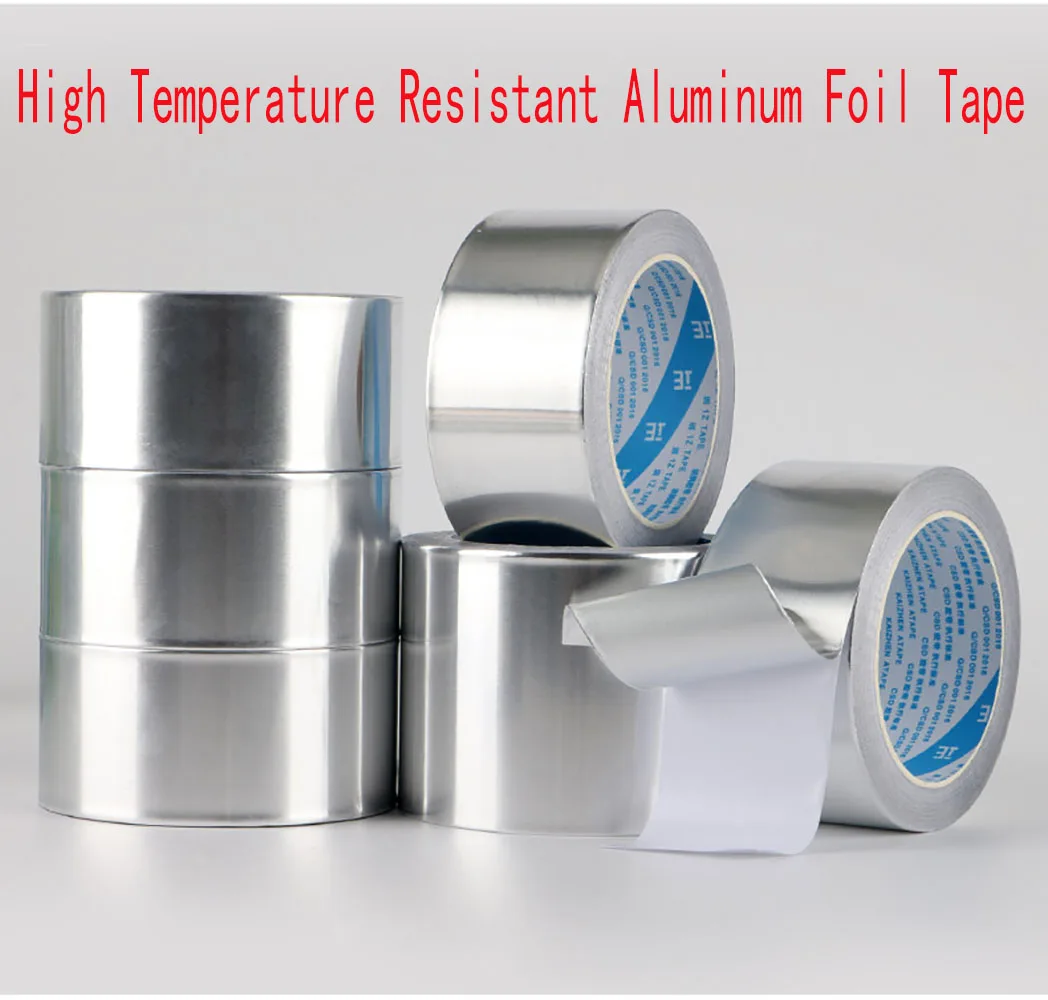 20M 50M High temperature resistant aluminum foil thickened waterproof and fireproof adhesive tape thickness: 0.06 0.08 0.1 0.2mm