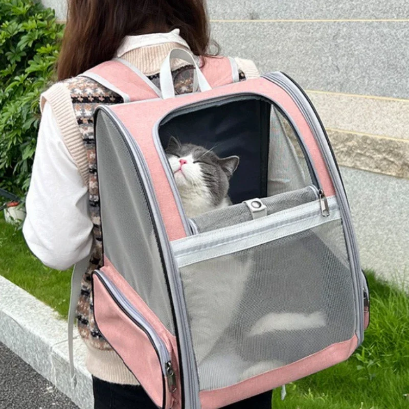 Pet Cat Bag Breathable Canvas Portable Cat Backpack Outdoor Travel Transport Bag for Cats and Puppy Carrying Pet Supplies