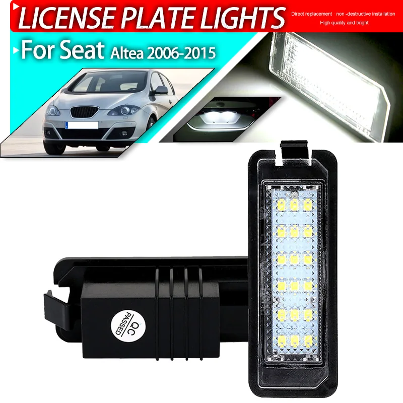 2Pcs For Seat Altea XL 2006-2015 Leon2 2005-2012 Leon3 2012 ~2017 Car Led Bulbs Number License Plate Lights Lamp Canbus No Error