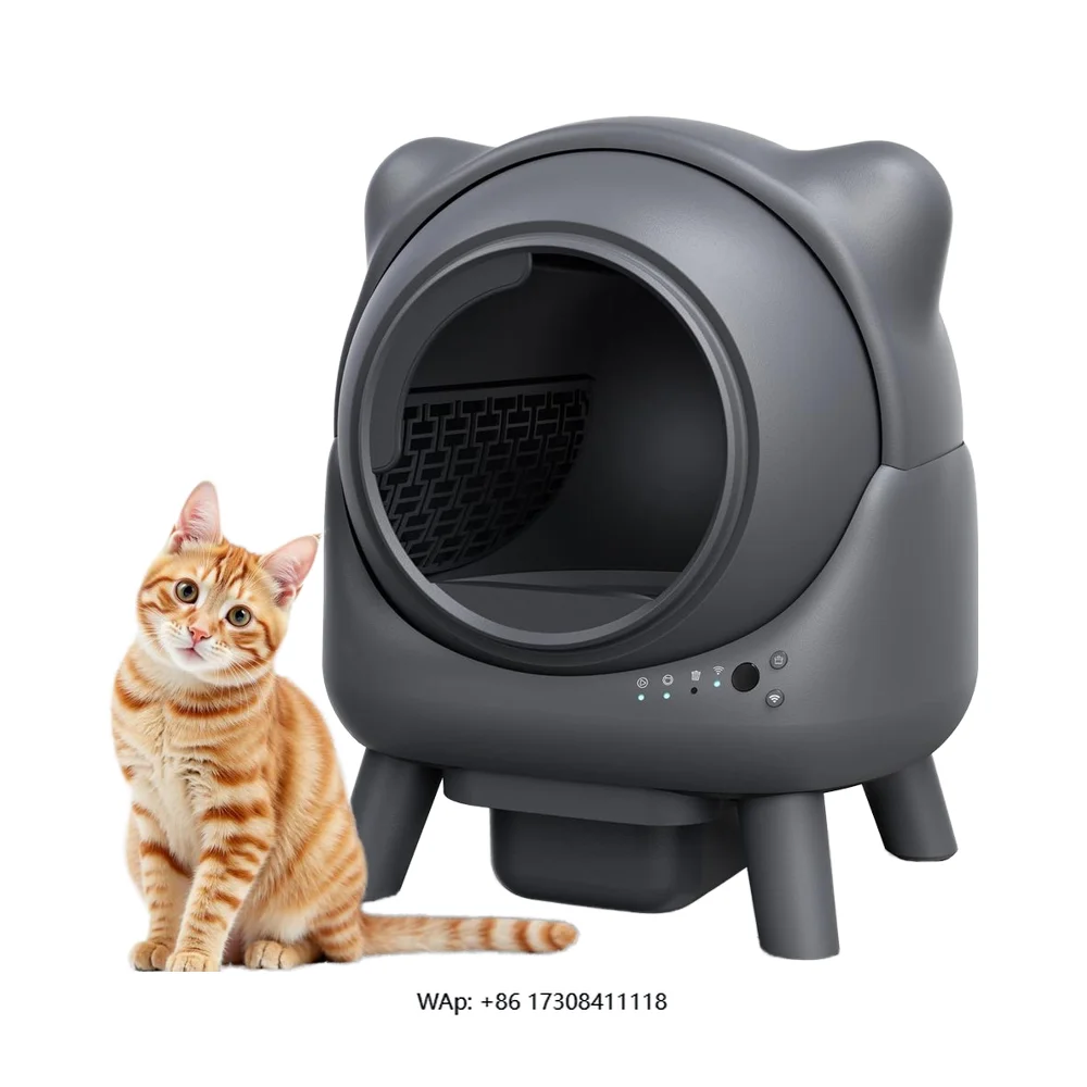 Self-cleaning Automatic Trash Bin Odor Control Cat Ear Design 65L Capacity APP Real-time Monitoring Multiple Cats