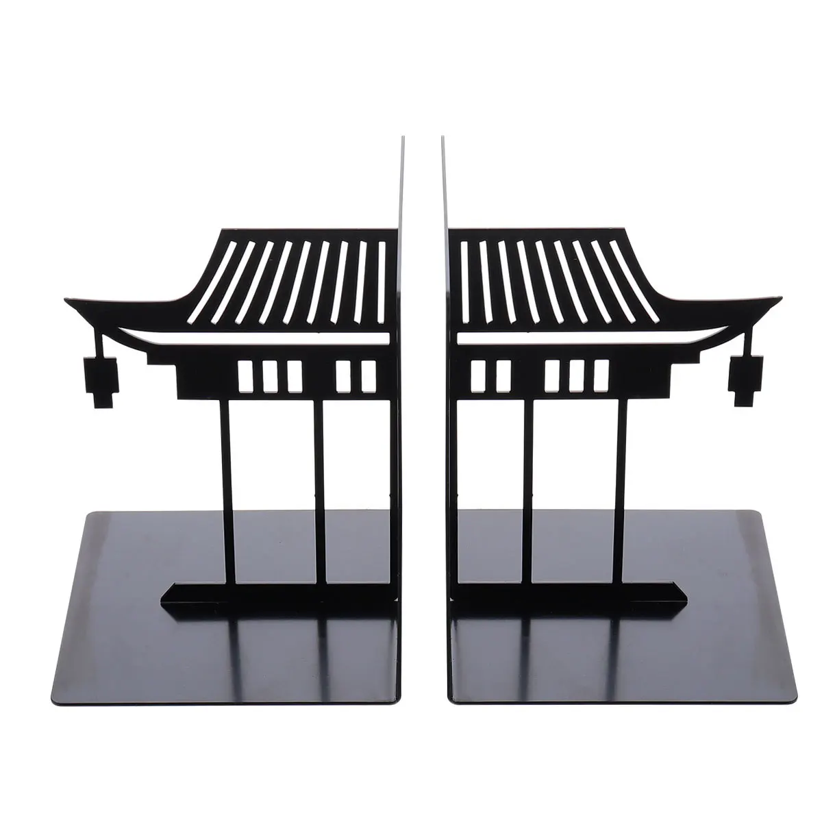 1Pair Metal Bookends Chinese Style Practical Book Organizer for Home Office Library Creative Book Support Stand Storage