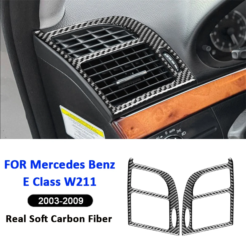 

For Mercedes Benz E Class W211 2003-2007 Carbon Fiber Car Left Right Air Outlet Vent Frame Decorative Modification Sticker