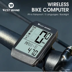 WEST BIKING 5 Languages Bike Computer Waterproof 2.0inch Bicycle Stopwatch Auto Wake Speedometer Wired Wireless Cycling Odometer