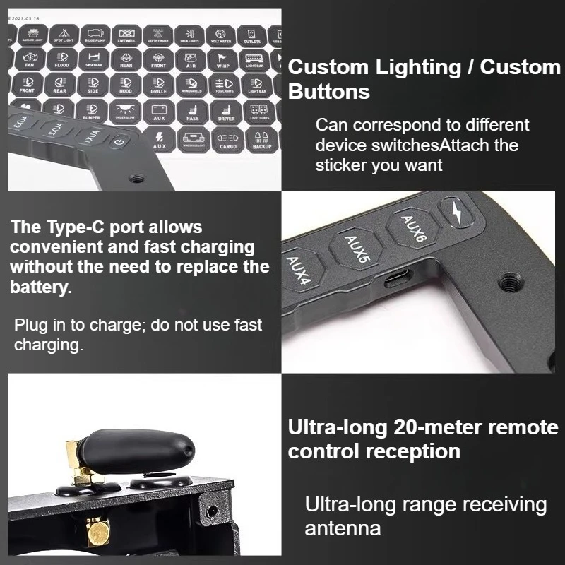 for Toyota Land Cruiser 80 Series LC80 6-Way Handle Switch Integrated Control Wireless Strobe High-Power Spotlight Switches detail image 4