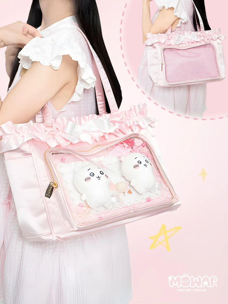 Style Ballet japonais ruban Lolita Satin fourre-tout Ltabag sac à bandoulière bidimensionnel grande capacité ruban sac à main de banlieue femme