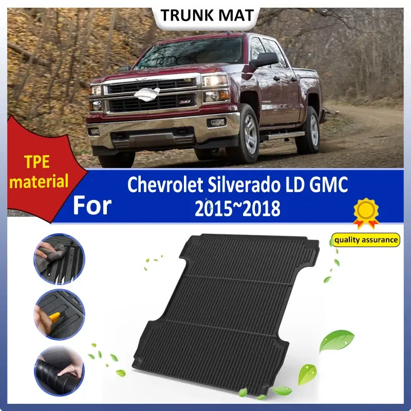 

Car Rear Trunk Mat For Chevrolet Silverado LD GMC 2015 2016 2017 2018 Cargo Liner TPE Storage Box Pad waterproof Easy Clean