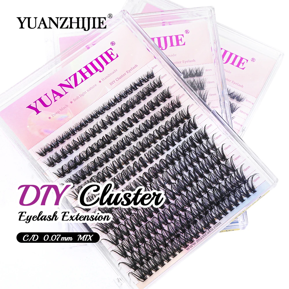 

Customized Private Label Self Adhesive Cluster Eyelashes 0.07mm C D Curl 8-16mm Mixed Length DIY Segment Lashes Extensions